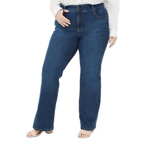 Tighter Tummy Fit High-Rise Straight dark denim Jeans, size 18